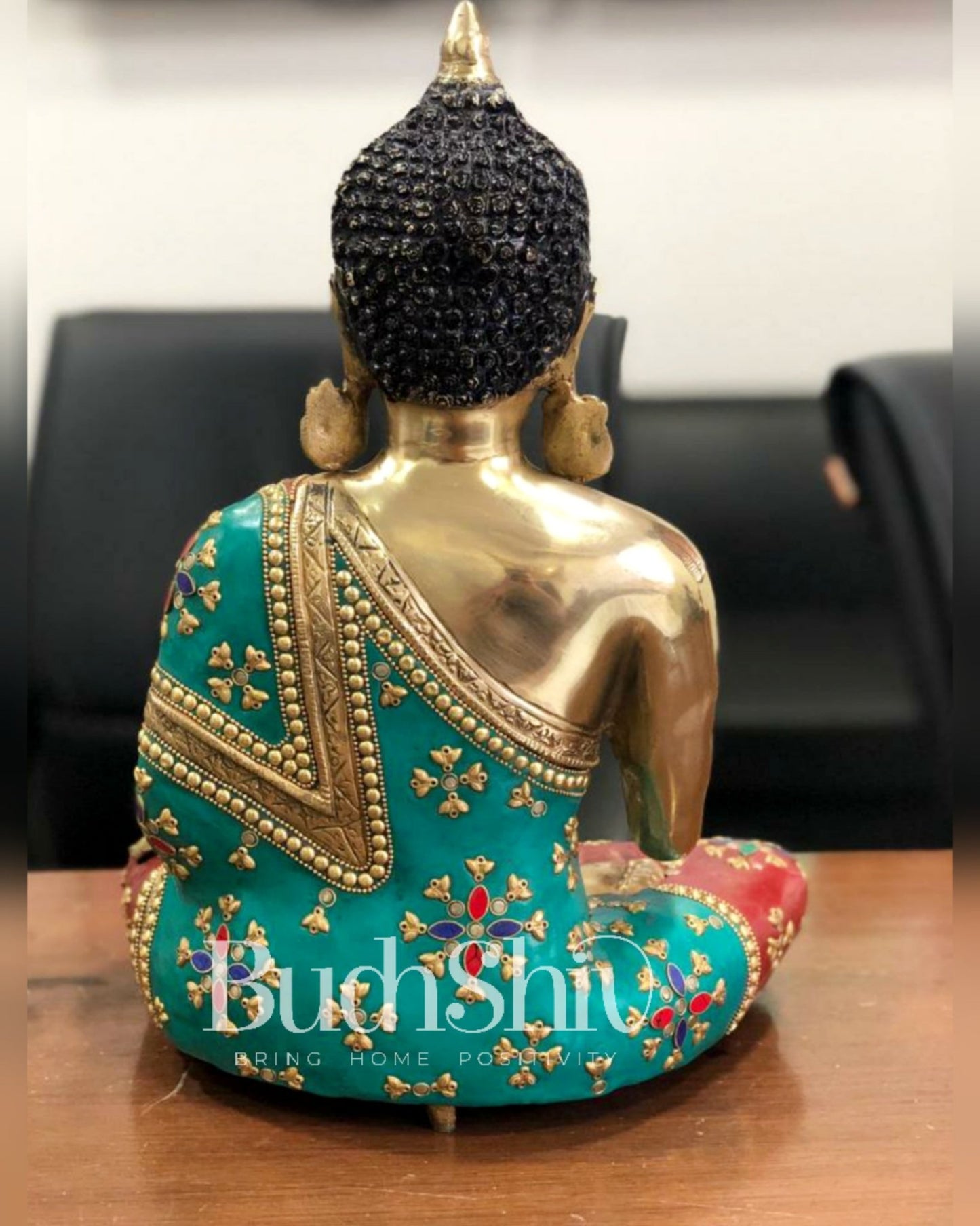 Positive Blessing Buddha Statue in Pure Brass with Abhaya Mudra 16 inch - Budhshiv.com