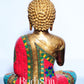 Pure Brass Blessing Buddha Statue | Handcrafted with Natural Stone 12 inches - Budhshiv.com