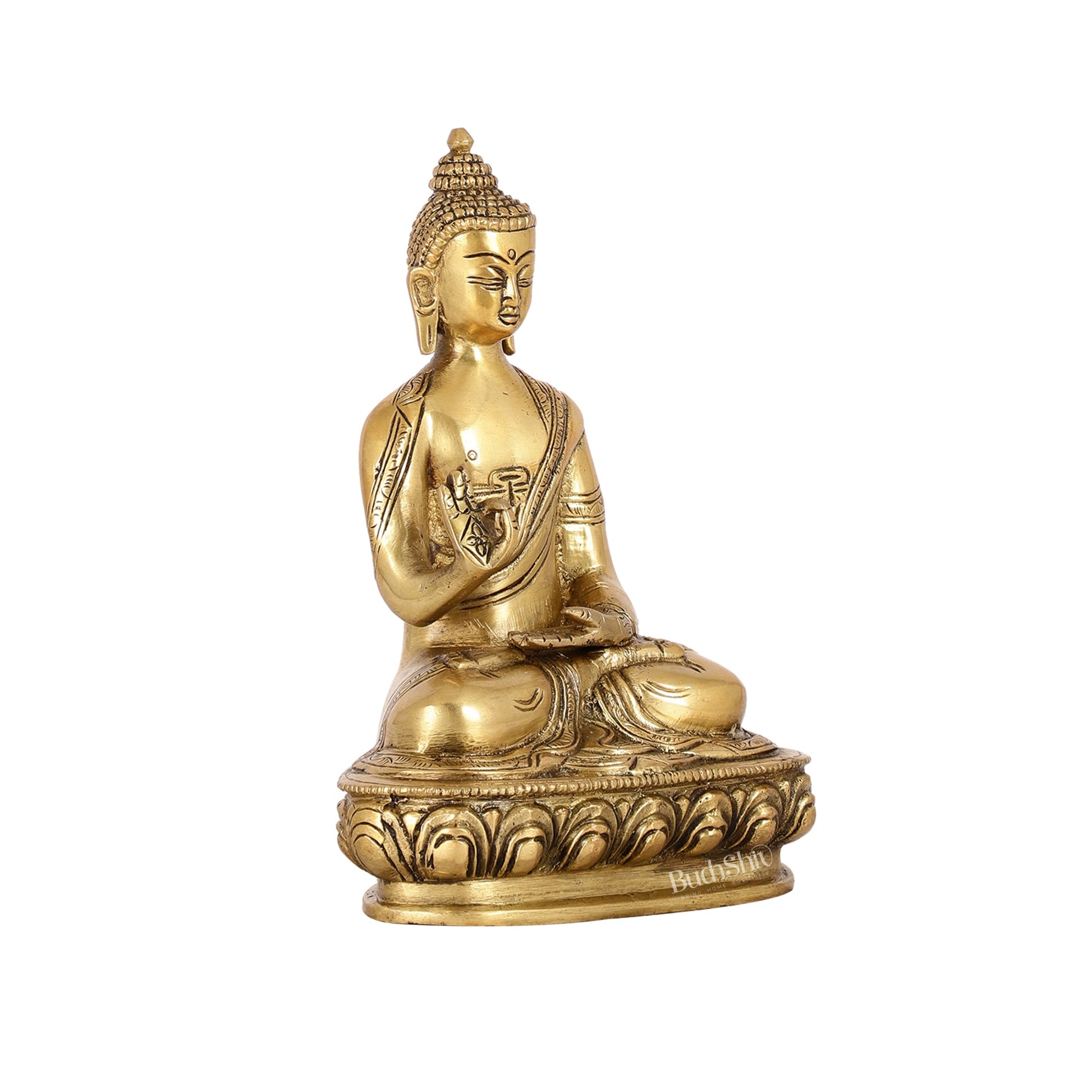 Pure Brass Buddha Statue | Abhaya Mudra | 7.5" Antique - Budhshiv.com