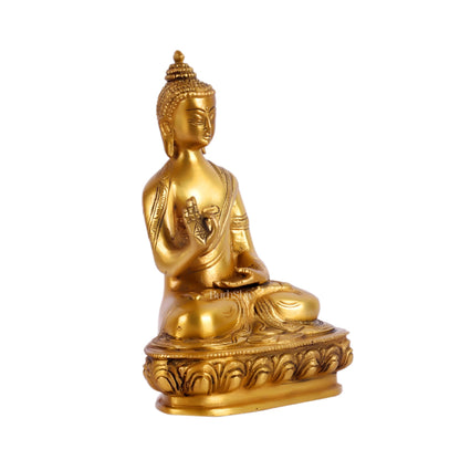 Pure Brass Buddha Statue | Abhaya Mudra | 7.5" x 6" x 3 - Budhshiv.com