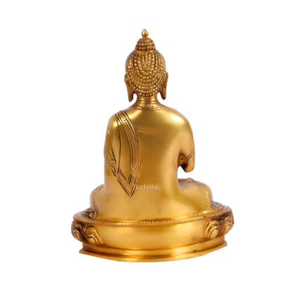 Pure Brass Buddha Statue | Abhaya Mudra | 7.5" x 6" x 3 - Budhshiv.com