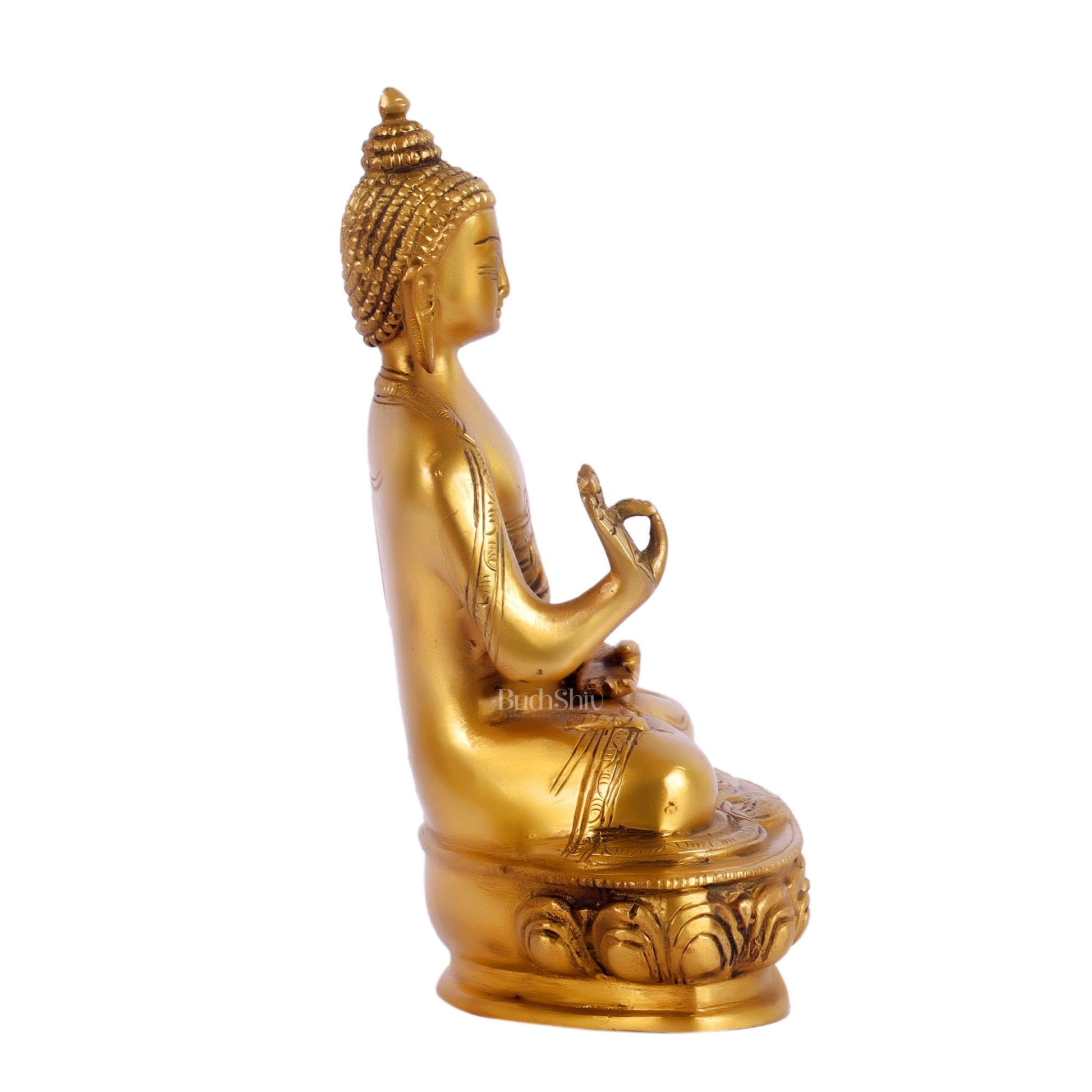 Pure Brass Buddha Statue | Abhaya Mudra | 7.5" x 6" x 3 - Budhshiv.com