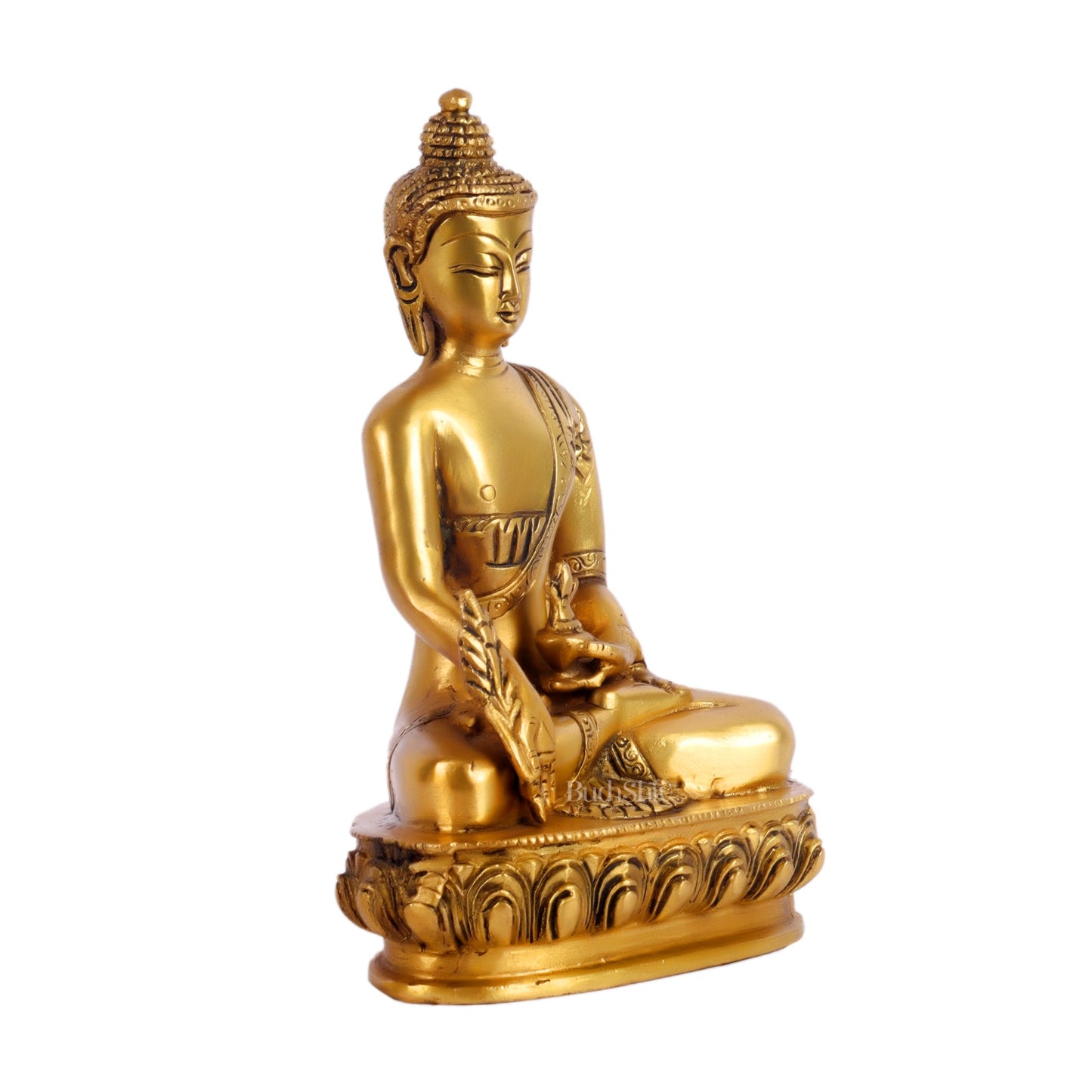 Pure Brass Buddha Statue - Varada Mudra with Medicine Bowl 8 inch - Budhshiv.com