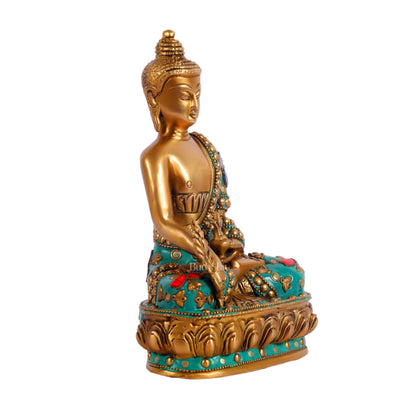 Pure Brass Buddha Statue - Varada Mudra with Medicine Bowl 8 inch - Budhshiv.com
