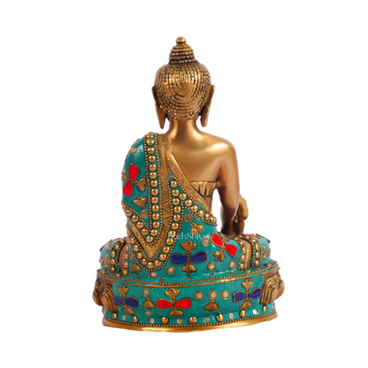 Pure Brass Buddha Statue - Varada Mudra with Medicine Bowl 8 inch - Budhshiv.com