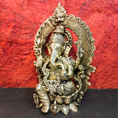 Pure Brass Handcrafted Ganesha Idol - 15.5" Height - Budhshiv.com