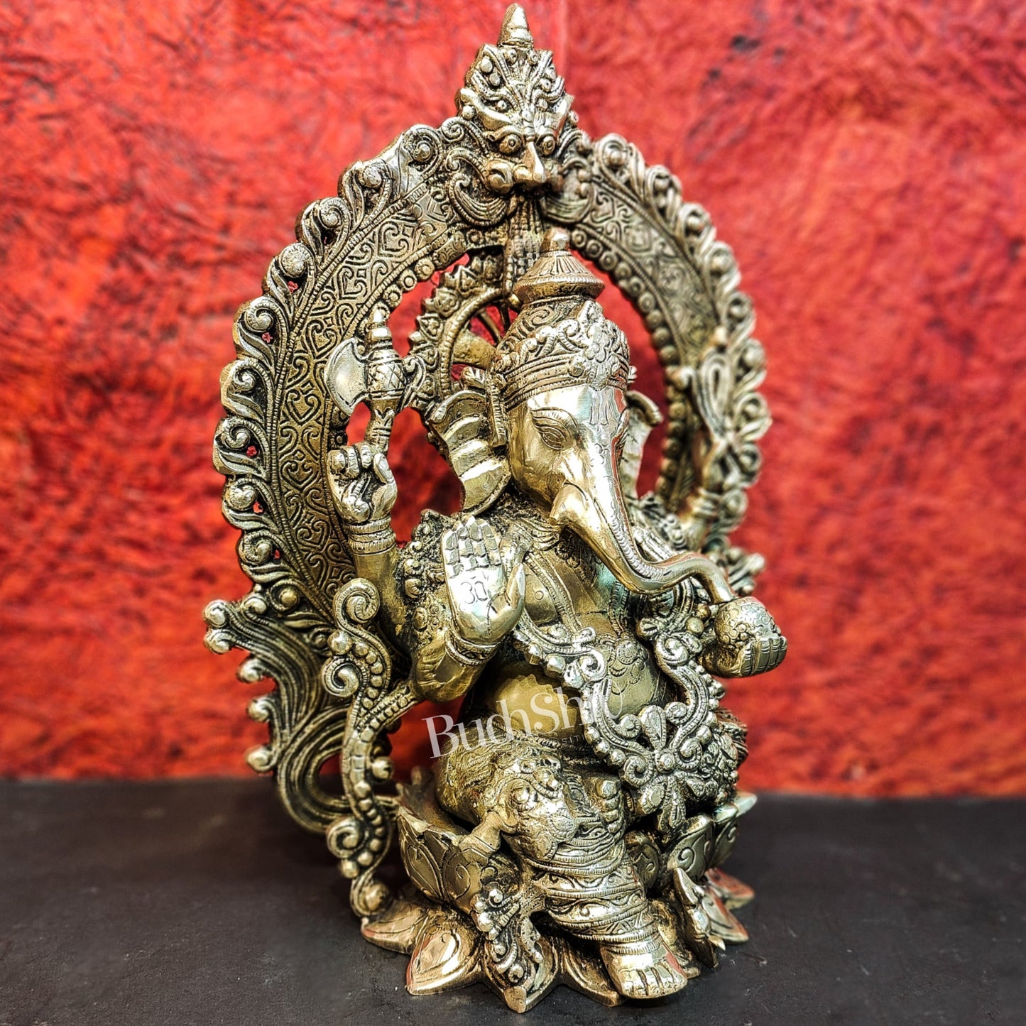 Pure Brass Handcrafted Ganesha Idol - 15.5" Height - Budhshiv.com