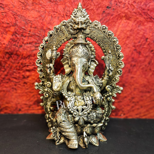 Pure Brass Handcrafted Ganesha Idol - 15.5" Height - Budhshiv.com
