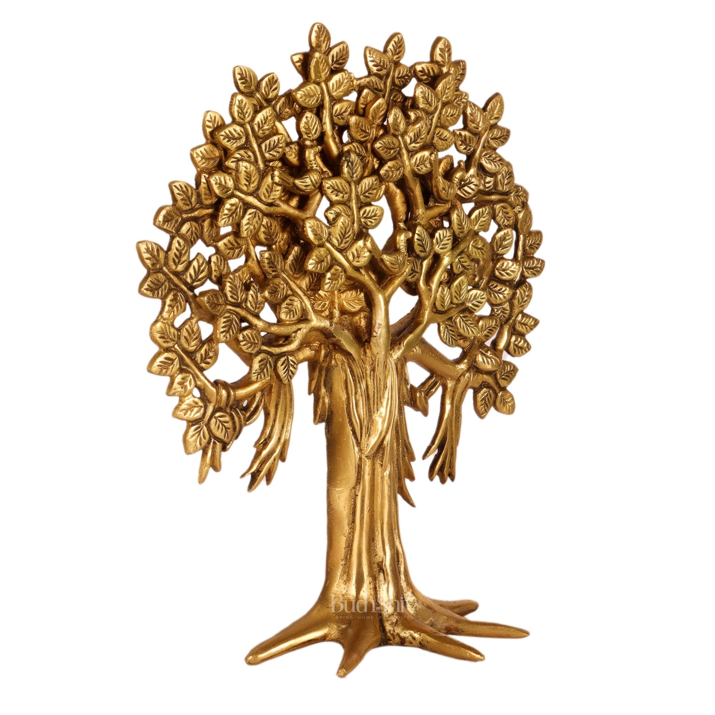 Pure Brass Handcrafted Kalpavriksha Tree - Table Standing - 11" - Budhshiv.com