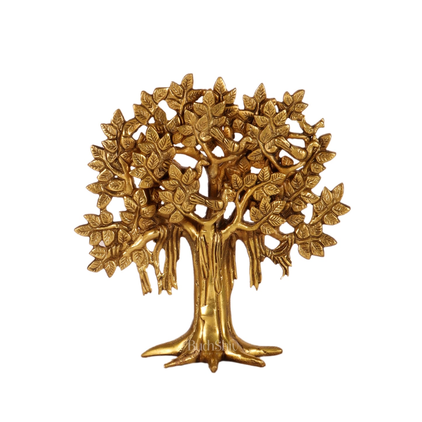 Pure Brass Handcrafted Kalpavriksha Tree - Table Standing 9" - Budhshiv.com