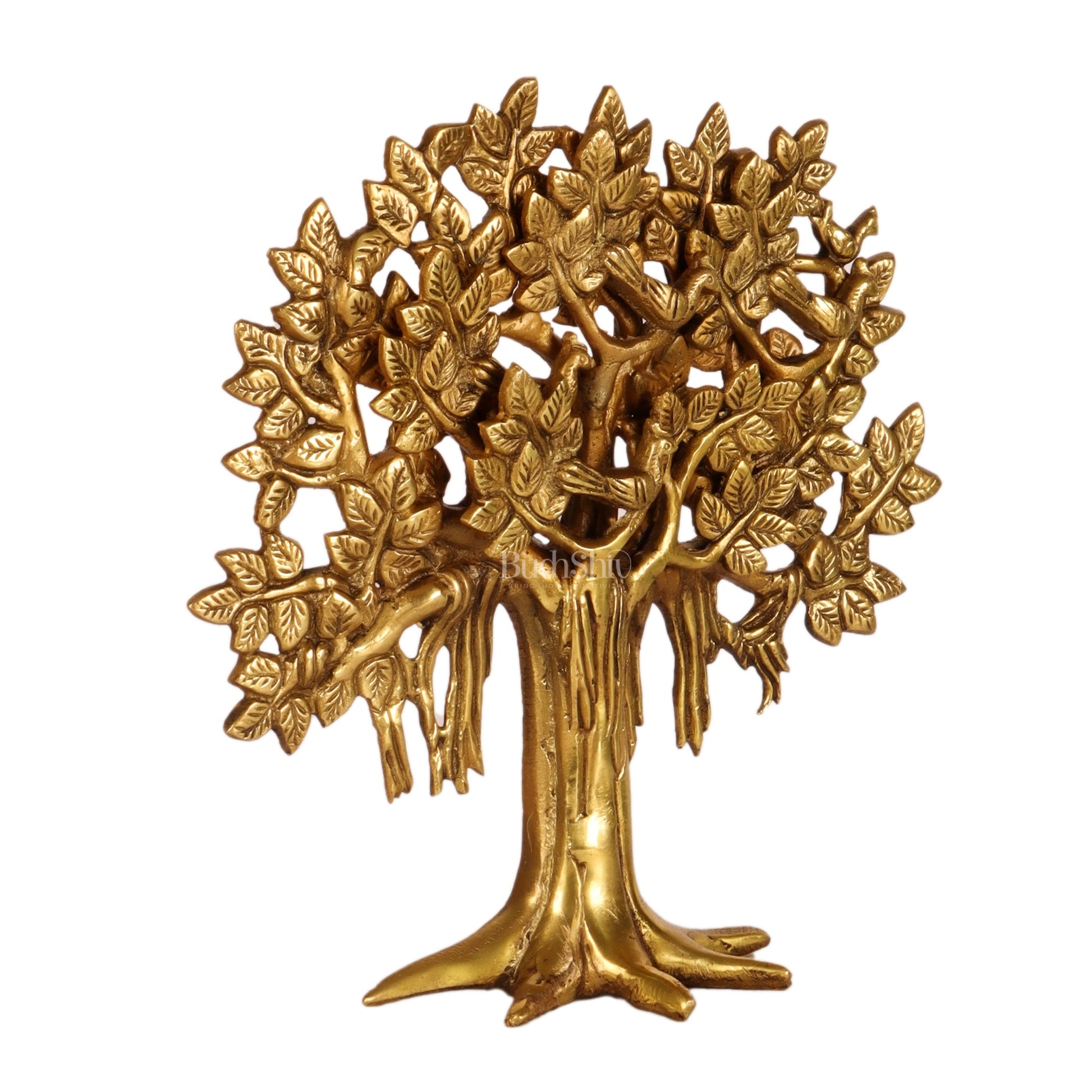 Pure Brass Handcrafted Kalpavriksha Tree - Table Standing 9" - Budhshiv.com