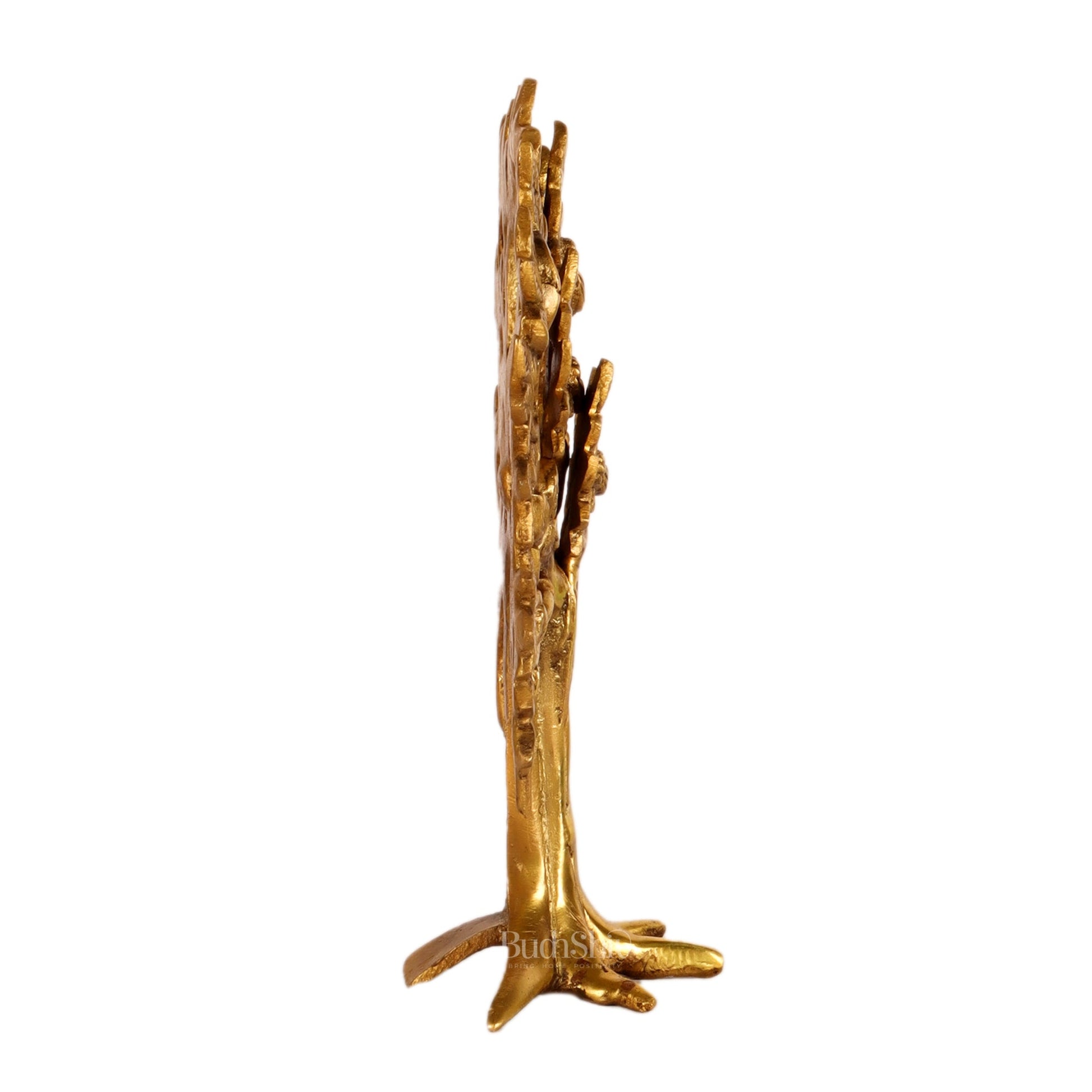 Pure Brass Handcrafted Kalpavriksha Tree - Table Standing 9" - Budhshiv.com