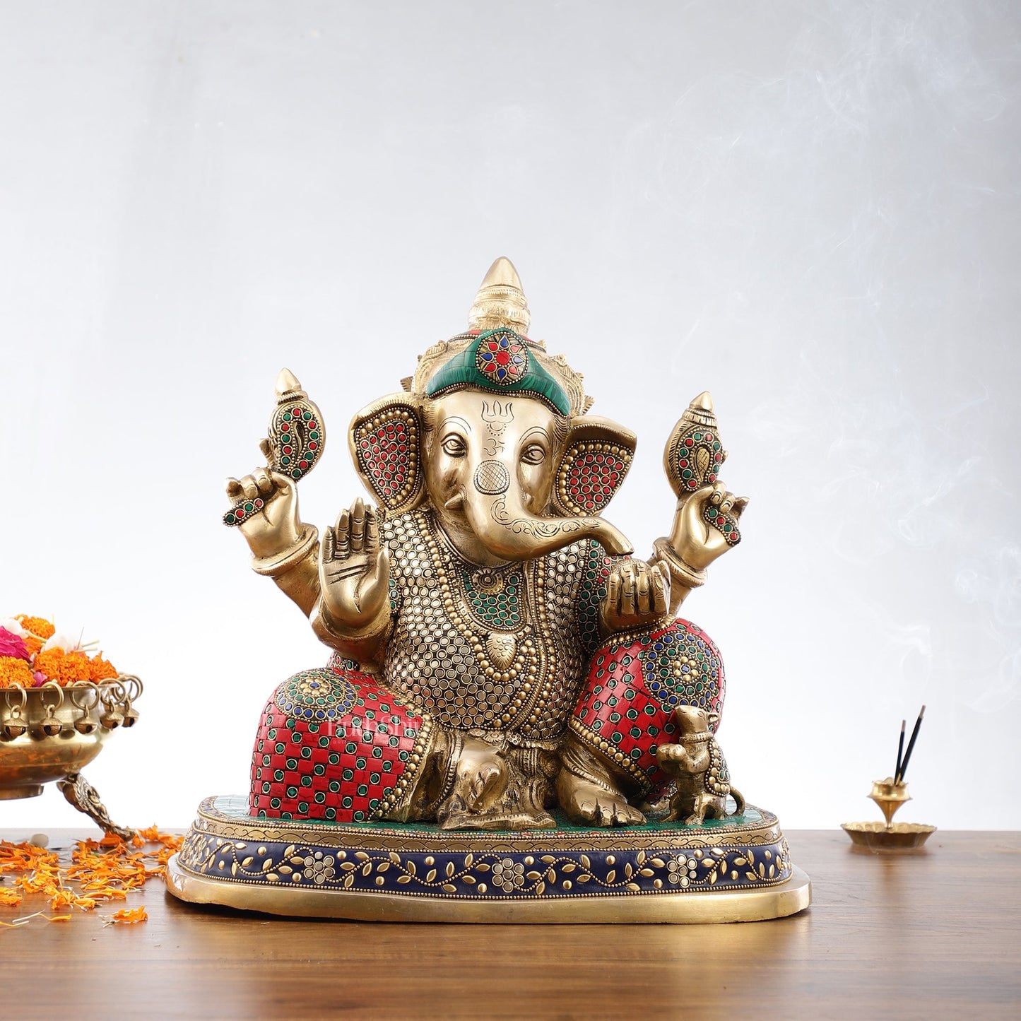 Pure Brass Handcrafted Lord Ganesha Statue - 16 inch - Budhshiv.com