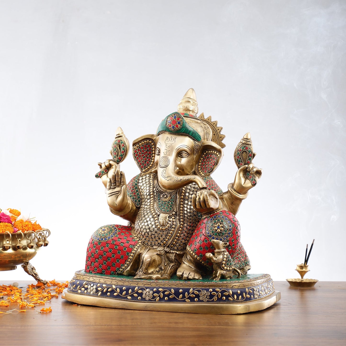 Pure Brass Handcrafted Lord Ganesha Statue - 16 inch - Budhshiv.com