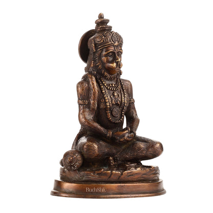 Pure Brass Hanuman Statue | Brown Finish 7 inch - Budhshiv.com