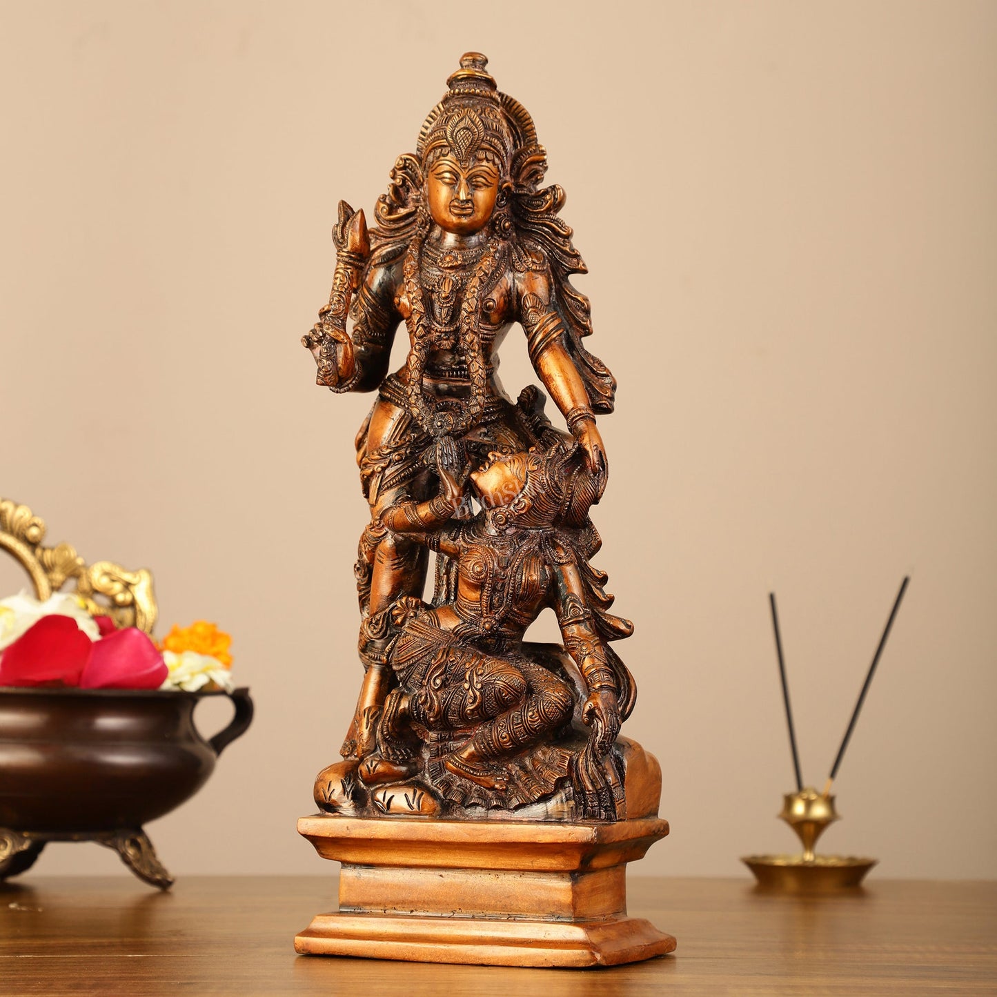 Pure Brass Kamadev and Rati Idol - 13 inch - Budhshiv.com