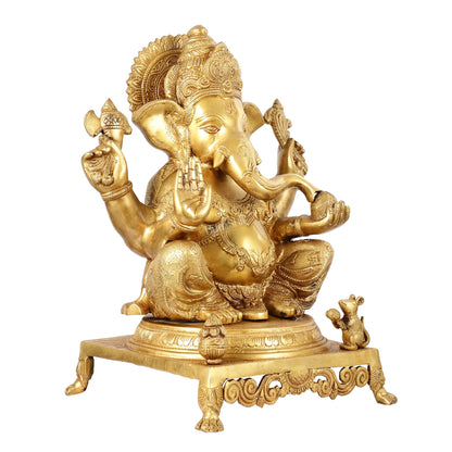 Pure Brass Lord Ganesha Idol - 18 inch - Budhshiv.com