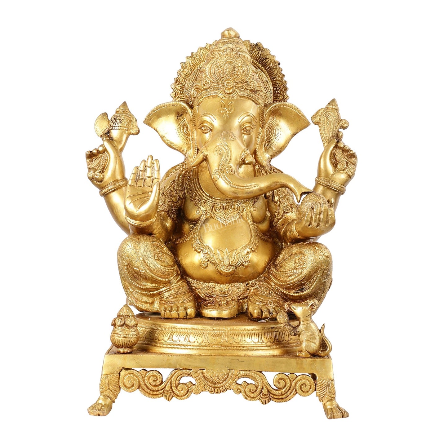 Pure Brass Lord Ganesha Idol - 18 inch - Budhshiv.com