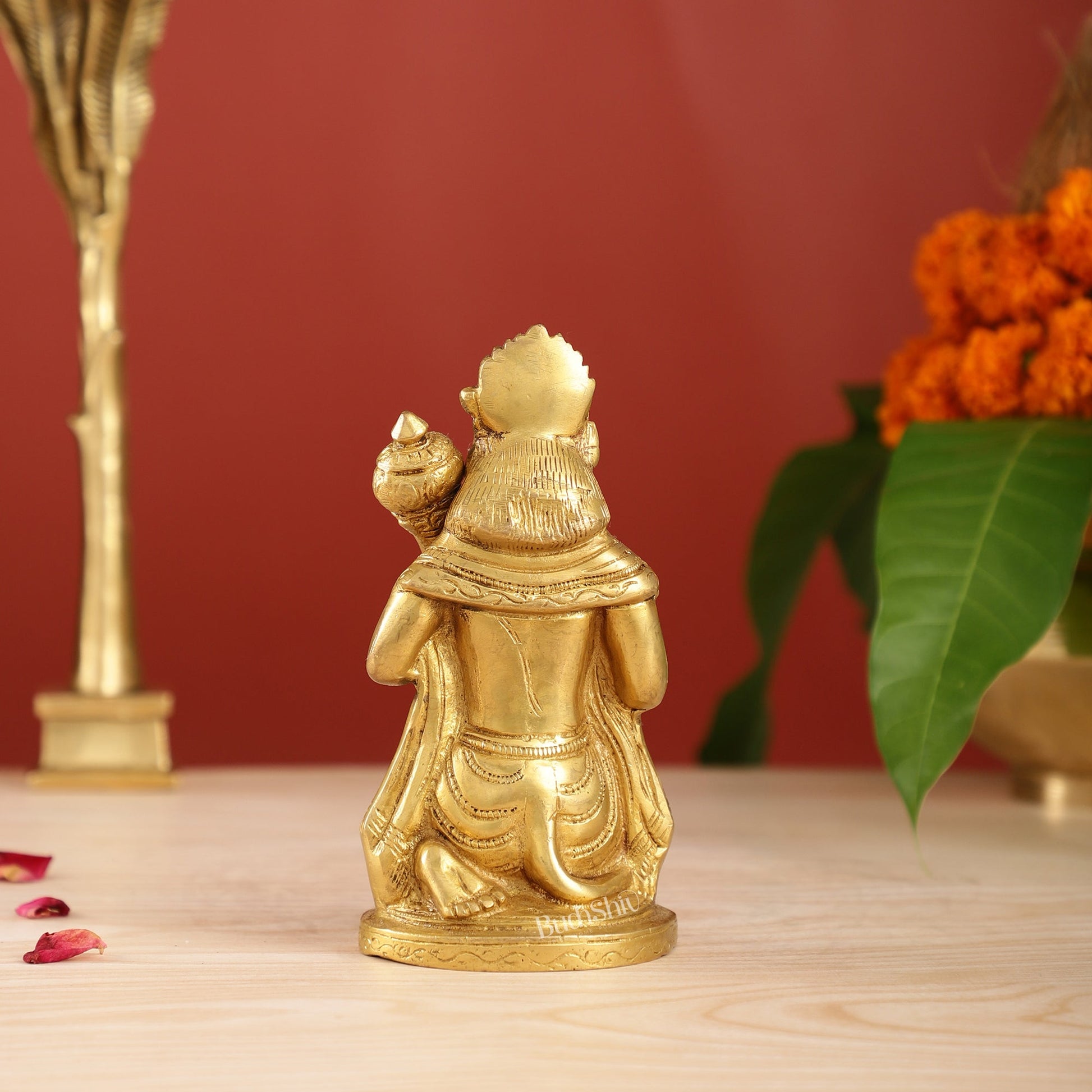 Pure Brass Lord Hanuman Statue | 5.75 inch - Budhshiv.com