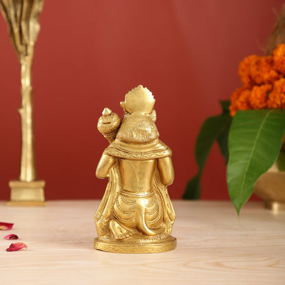 Pure Brass Lord Hanuman Statue | 5.75 inch - Budhshiv.com