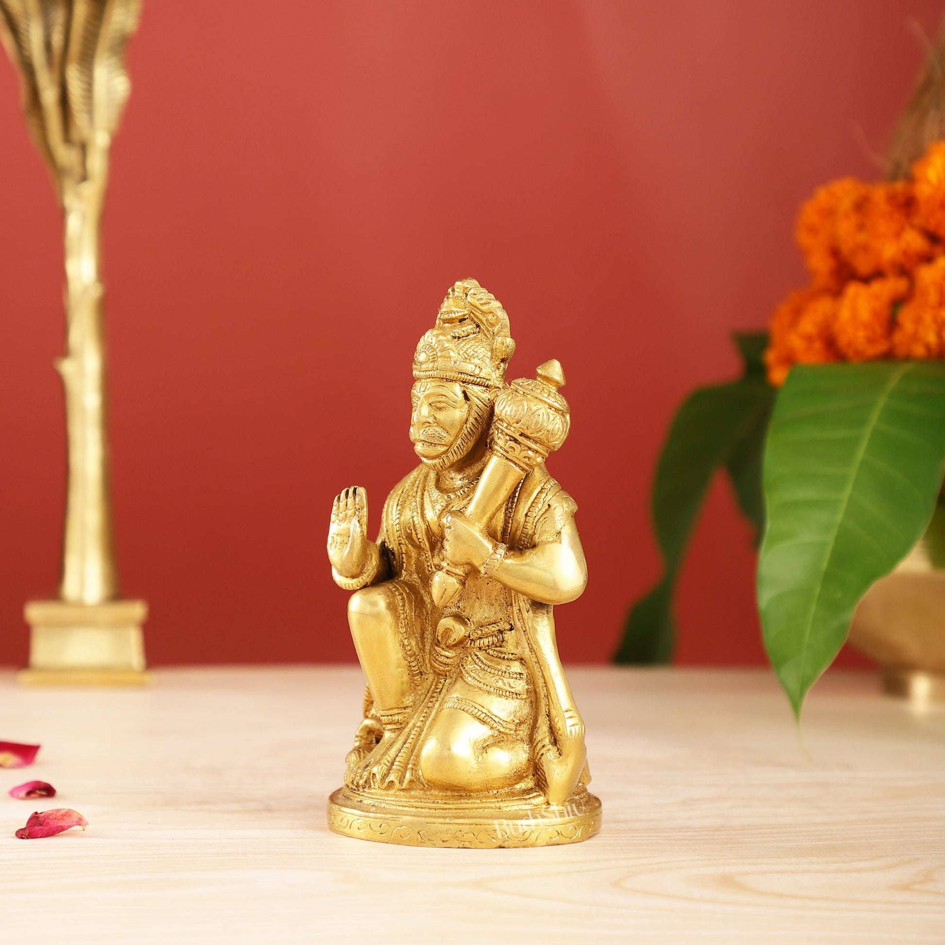 Pure Brass Lord Hanuman Statue | 5.75 inch - Budhshiv.com