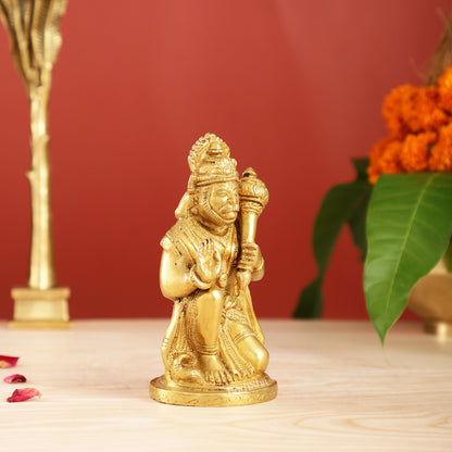 Pure Brass Lord Hanuman Statue | 5.75 inch - Budhshiv.com