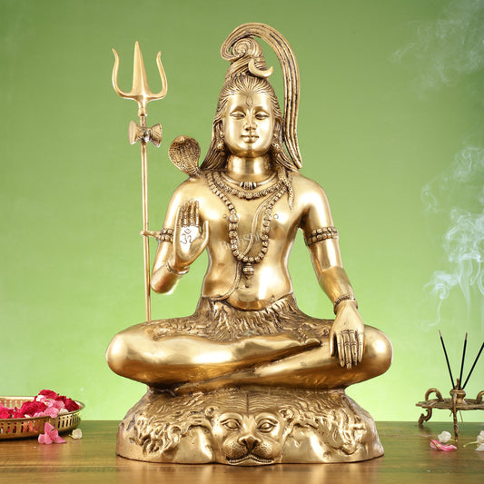 Pure Brass Lord Shiva Statue | Handcrafted | 22.5" Height - Budhshiv.com