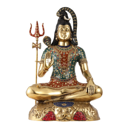 Pure Brass Lord Shiva Statue | Handcrafted | 22.5" Height - Budhshiv.com