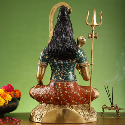 Pure Brass Lord Shiva Statue | Handcrafted | 22.5" Height - Budhshiv.com