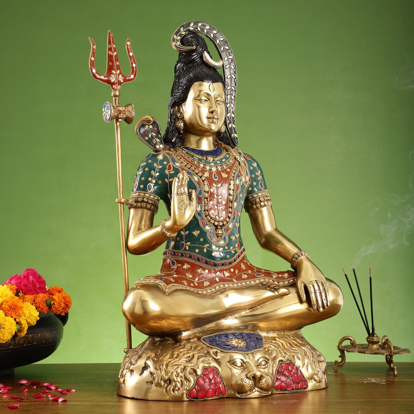 Pure Brass Lord Shiva Statue | Handcrafted | 22.5" Height - Budhshiv.com