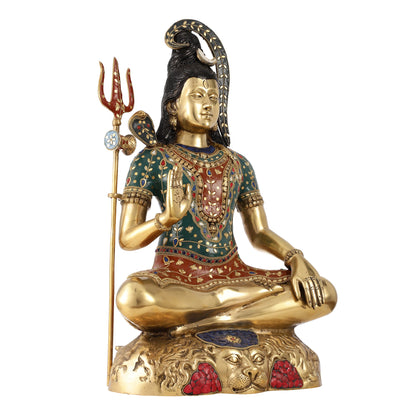 Pure Brass Lord Shiva Statue | Handcrafted | 22.5" Height - Budhshiv.com