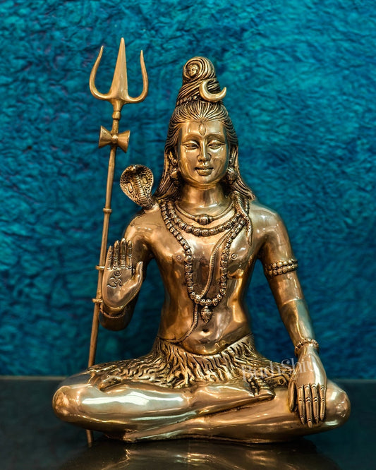 Pure Brass Lord Shiva Statue | Handcrafted in India | 20" Height - Budhshiv.com