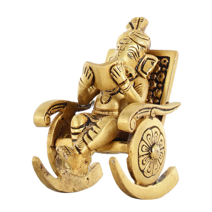 Pure Brass Miniature Lord Ganesha idol on Chair - 4.5 inch - Budhshiv.com