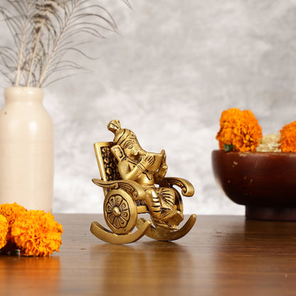 Pure Brass Miniature Lord Ganesha idol on Chair - 4.5 inch - Budhshiv.com