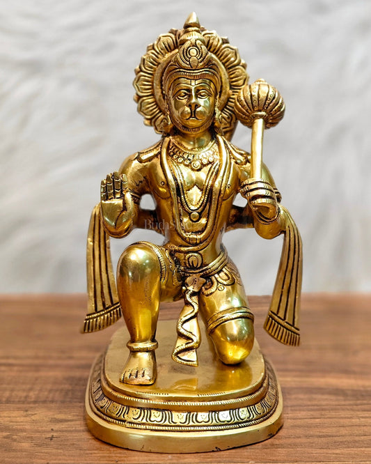 Pure Brass Powerful Lord Hanuman Statue 12 inch - Budhshiv.com