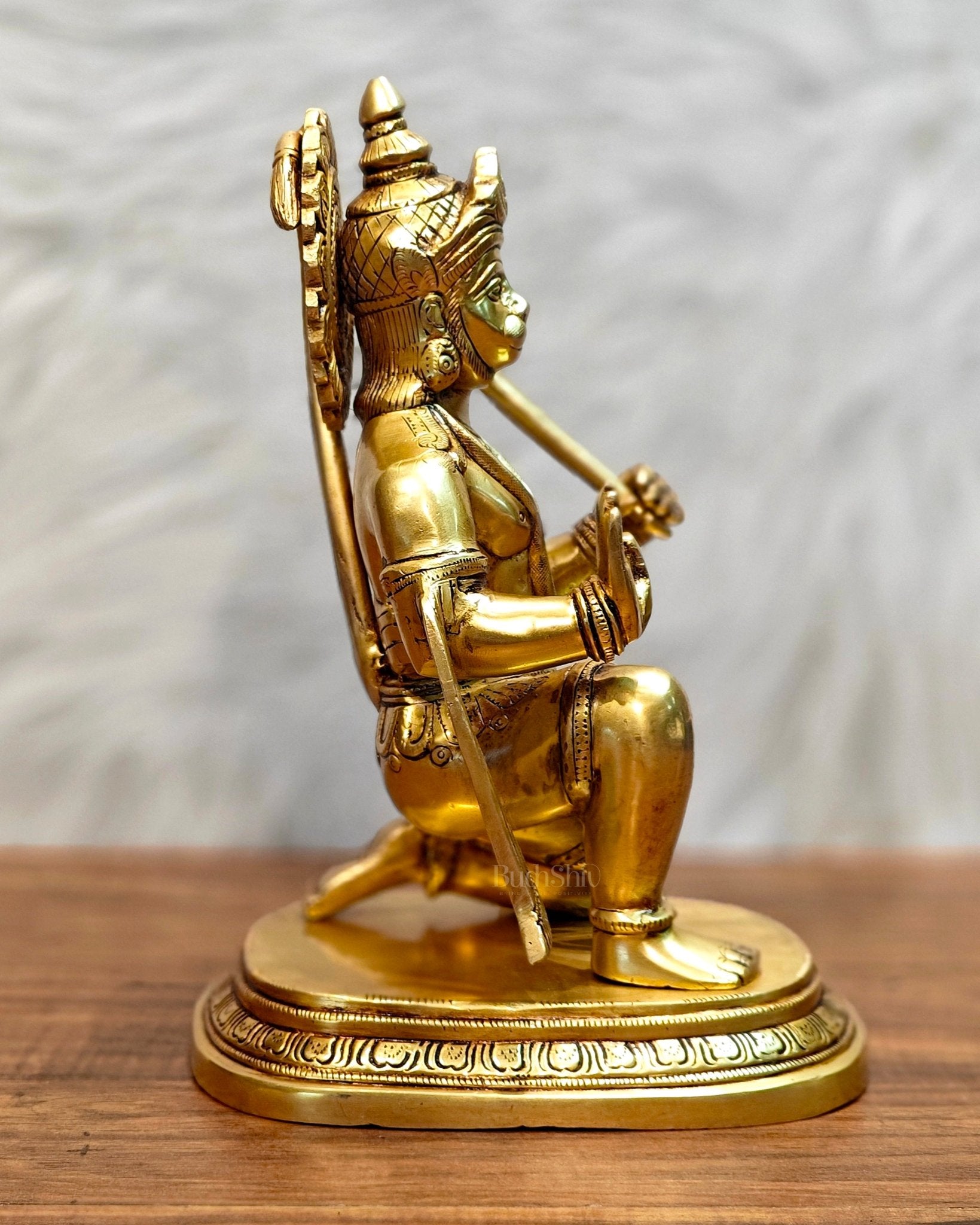 Pure Brass Powerful Lord Hanuman Statue 12 inch - Budhshiv.com