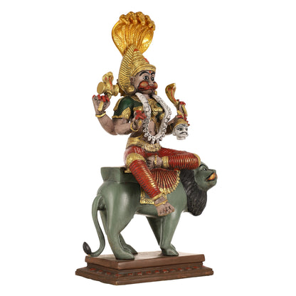 Pure Brass Pratyangira Devi Bhadrakali Statue - 19 Inch - Budhshiv.com