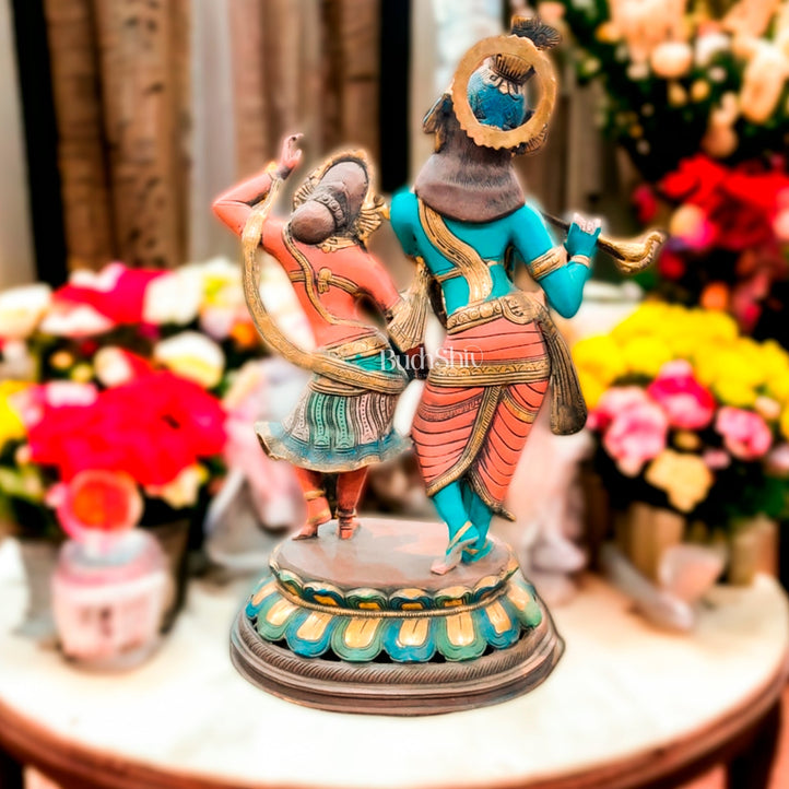Pure Brass Radha Krishna Dancing Statue 23 inches - Budhshiv.com