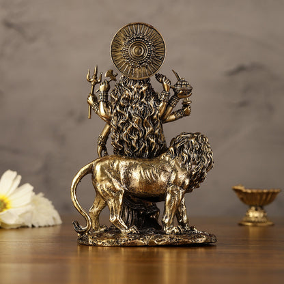 Pure Brass Standing Durga Ma Idol - 6 Inch - Budhshiv.com