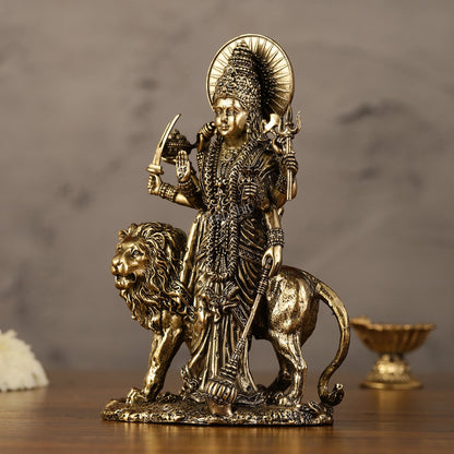 Pure Brass Standing Durga Ma Idol - 6 Inch - Budhshiv.com