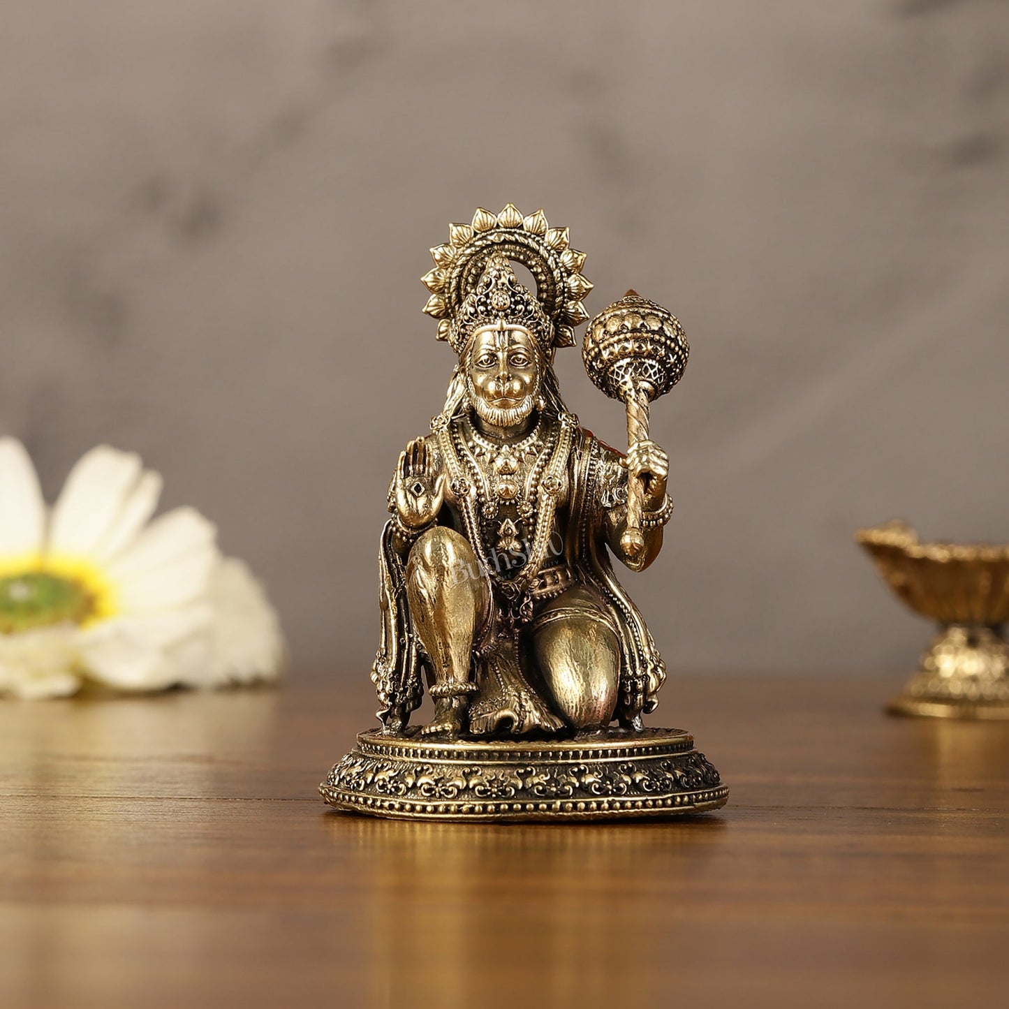 Pure Brass Superfine Lord Hanuman Idol - 3.5 inch - Budhshiv.com