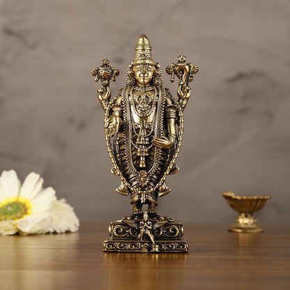 Pure Brass Superfine Lord Tirupati Balaji Idol - 6" - Budhshiv.com