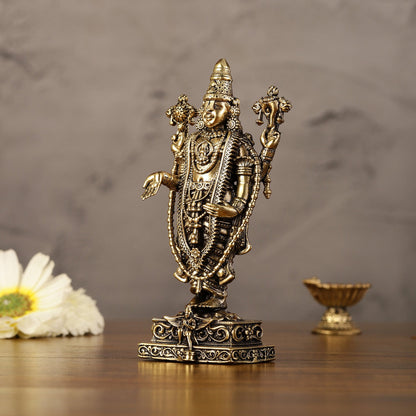 Pure Brass Superfine Lord Tirupati Balaji Idol - 6" - Budhshiv.com