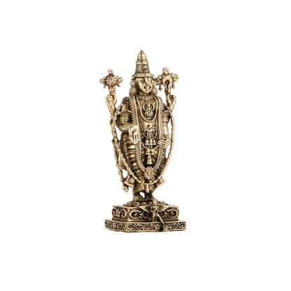 Pure Brass Superfine Lord Tirupati Balaji Idol - 6" - Budhshiv.com