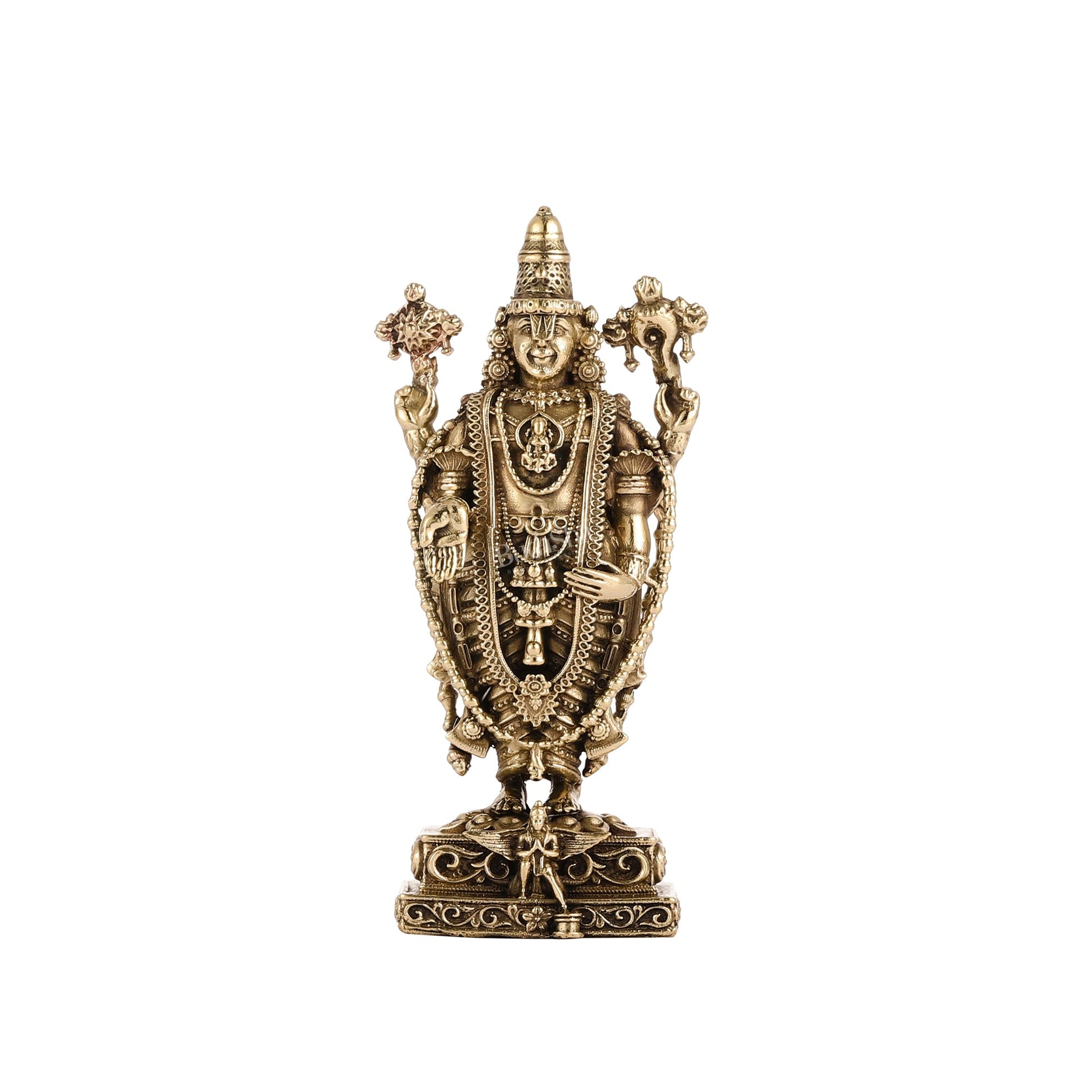 Pure Brass Superfine Lord Tirupati Balaji Idol - 6" - Budhshiv.com