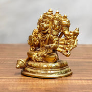 Pure Brass Superfine Sitting Panchmukhi Hanuman Idol - 4" Height - Budhshiv.com