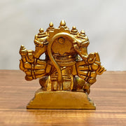 Pure Brass Superfine Sitting Panchmukhi Hanuman Idol - 4" Height - Budhshiv.com