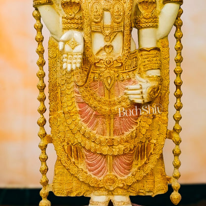 Pure Brass Tirupati Balaji Idol Antique Stone Finish | 48 inch - Budhshiv.com