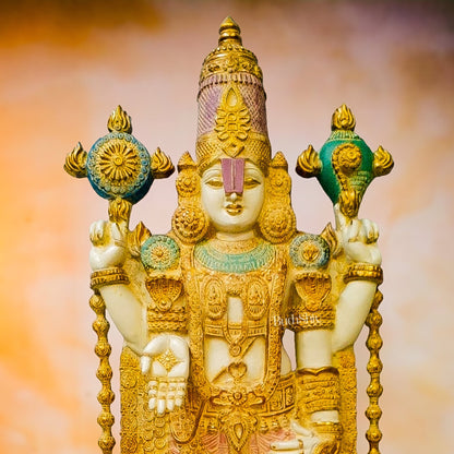 Pure Brass Tirupati Balaji Idol Antique Stone Finish | 48 inch - Budhshiv.com