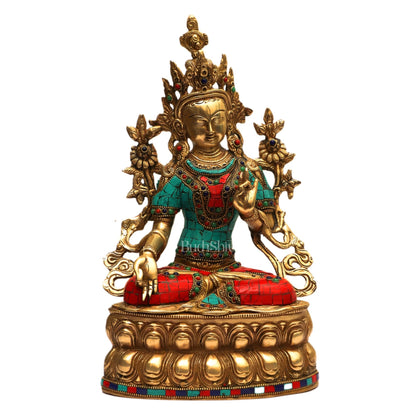 Pure Brass White Tara Statue | 14 inches Height | Symbol of Purity - Budhshiv.com